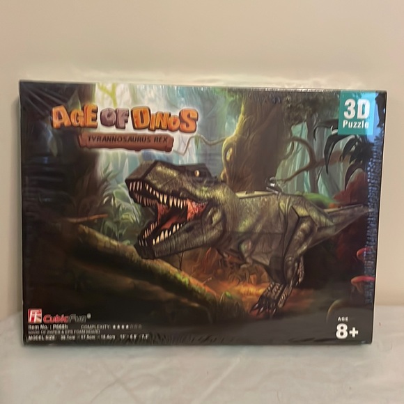 NIB Cubic Fun Age of Dinos Tyrannosaurus Rex 3D Puzzle 15” x 6.8” x 7.2” - Picture 1 of 6